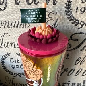 🪷Starbucks Lotus Flower Vibrant Floral Cold Cup + Straw NWT